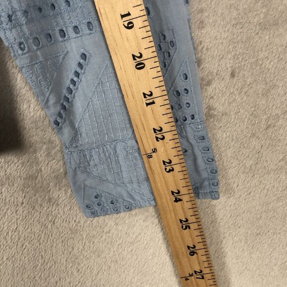 RALPH‎ LAUREN Black Label Eyelet Shirt Sz M Blue Cotton Long Sleeve Button Up - Picture 8 of 9